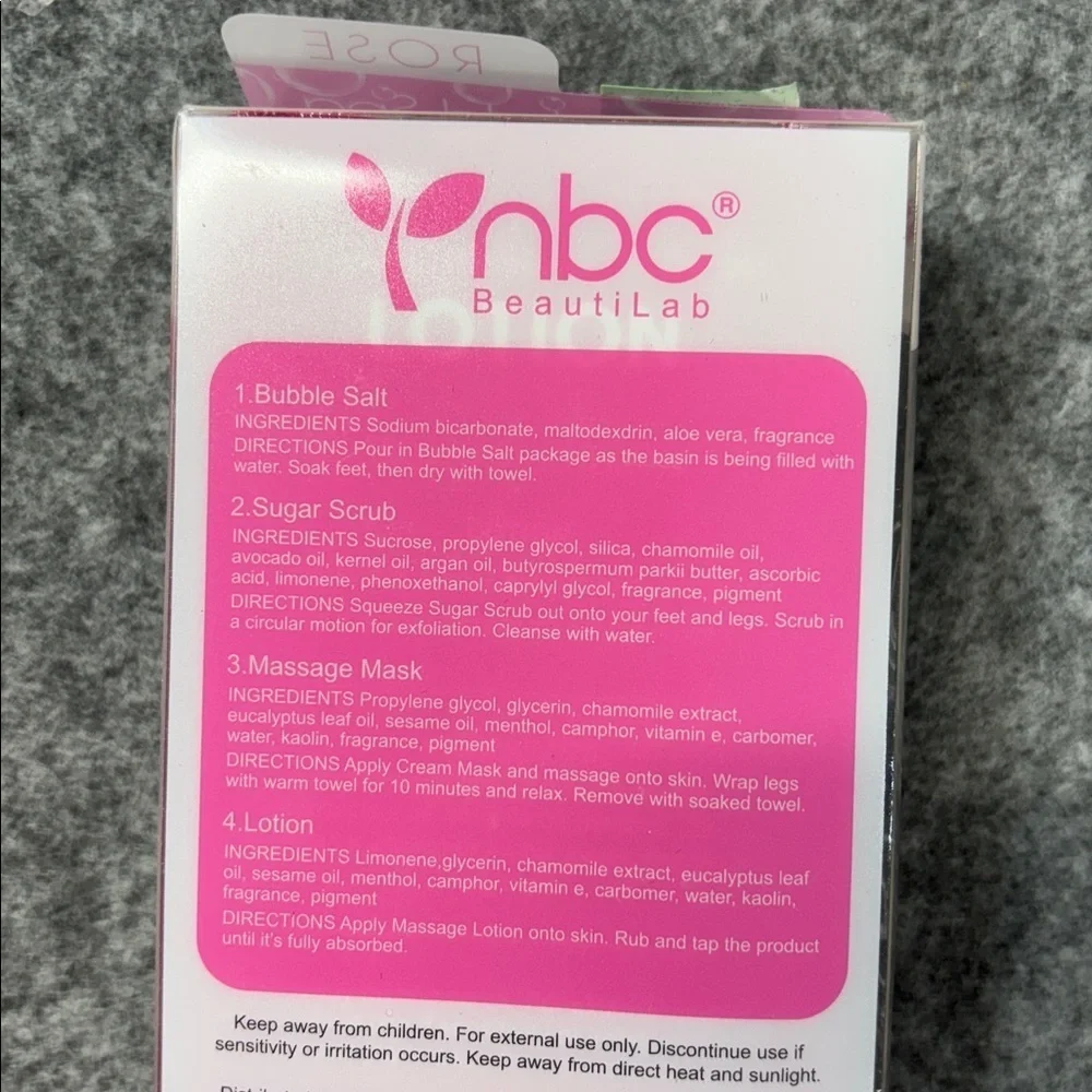 NBC beautilab Bubble Spa Rose Bubble salt ,massage mask,sugar scrub, lotion set